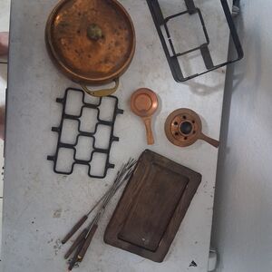 Copper Cookware Set with Wooden Tray